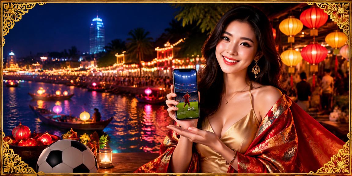 Người dùng chơi casino mobile tại chợ đêm Nha Trang dưới ánh đèn neon