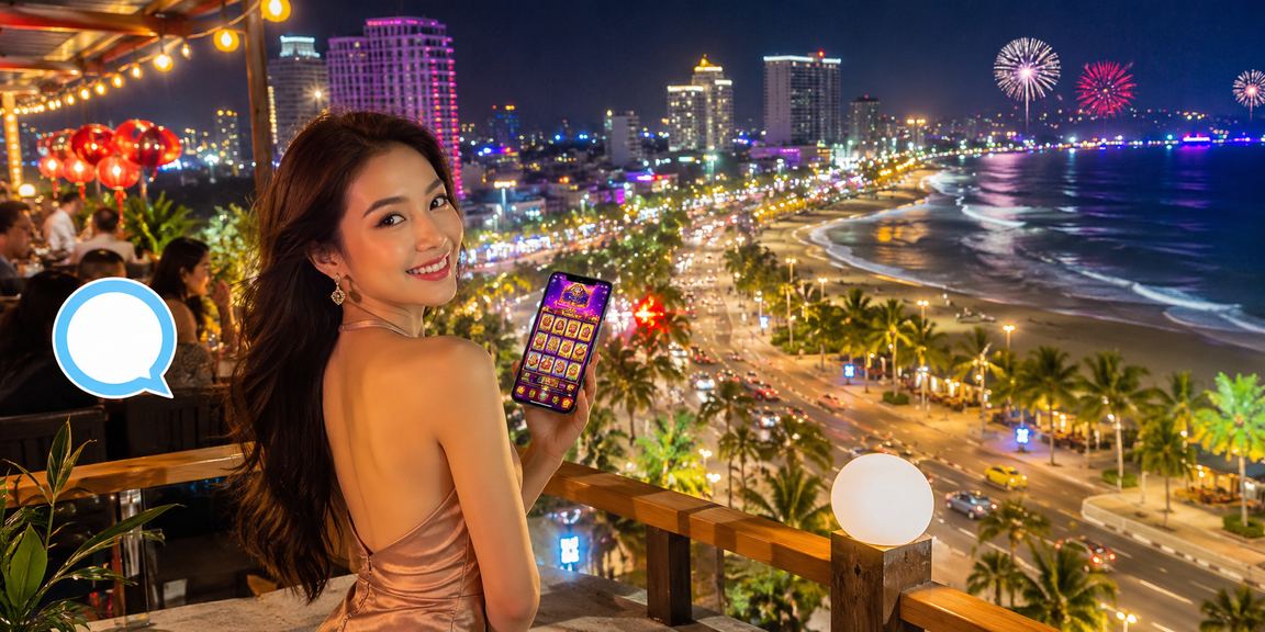Giao diện slot game trên 308 với cảnh biển Nha Trang