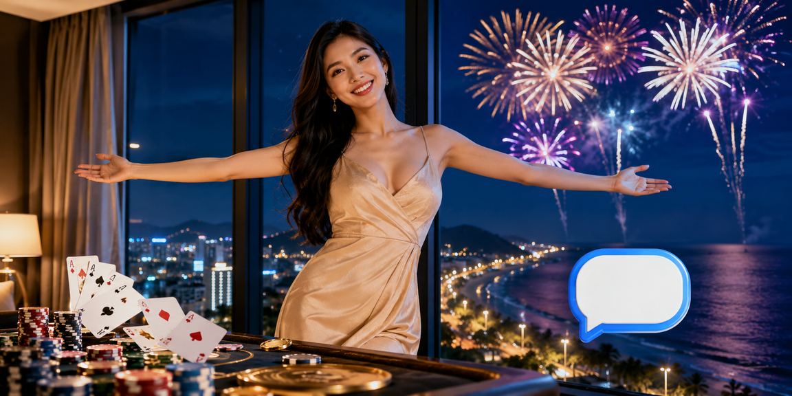 Người dùng tại bãi biển Vũng Tàu tham gia trò chơi bài trực tuyến trên điện thoại